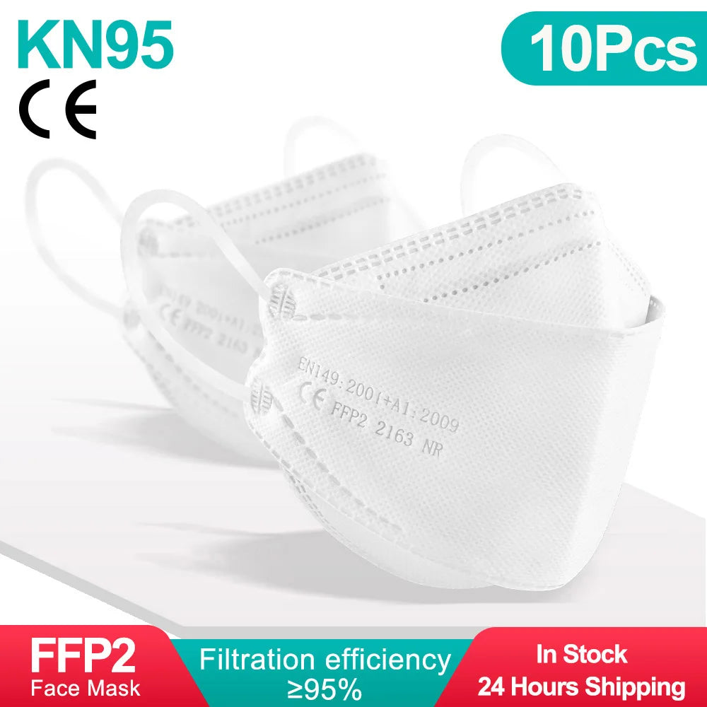 Colored FFP2 KN95 Face Masks – 4-Layer Protective Mascarillas, Certified N95/FFP2 Safety Mask