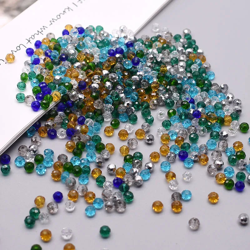 Mixed Color Crystal Glass Beads - 4mm Faceted Rondelle Spacer Beads for DIY Bracelet & Jewelry Making Crafts