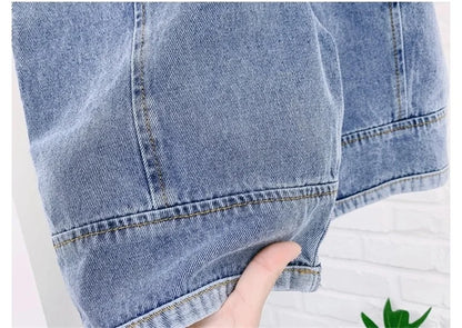 2024 Autumn Kids Denim Overalls – Loose Casual Bib Pants for Boys & Girls 1-7Y Spring Fall Outwear