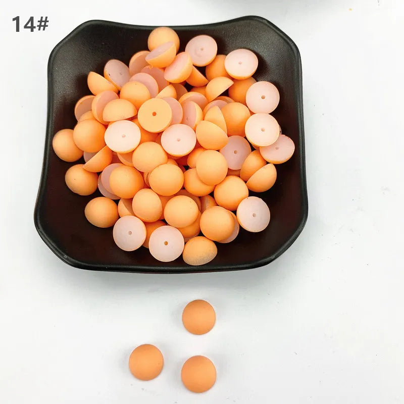 ABS Flat Half Round Beads - 6mm & 10mm Matte Plastic Beads for Clothing Accessories