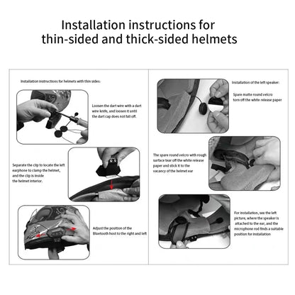 BT12 Motorcycle Helmet Headset - Stereo Bluetooth Earphone, Wireless Hands-Free Mic & Music Player for Motorbike Riders