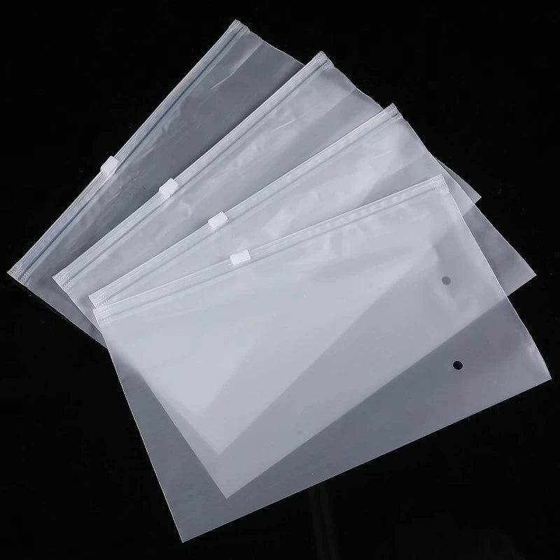 10PCS 16-Wire Frosted Zipper Bags – Underwear, Panties & Socks Packaging with Air Hole, Resealable Cosmetic Storage