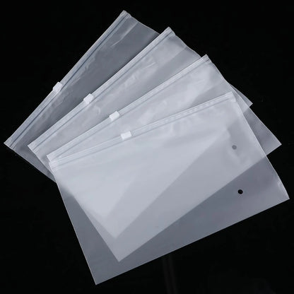 10PCS 16-Wire Frosted Zipper Bags – Underwear, Panties & Socks Packaging with Air Hole, Resealable Cosmetic Storage