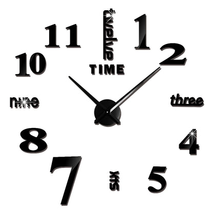 3D DIY Wall Clock - Modern Acrylic Mirror Sticker Quartz Clock For Living Room Decor With Silent Movement