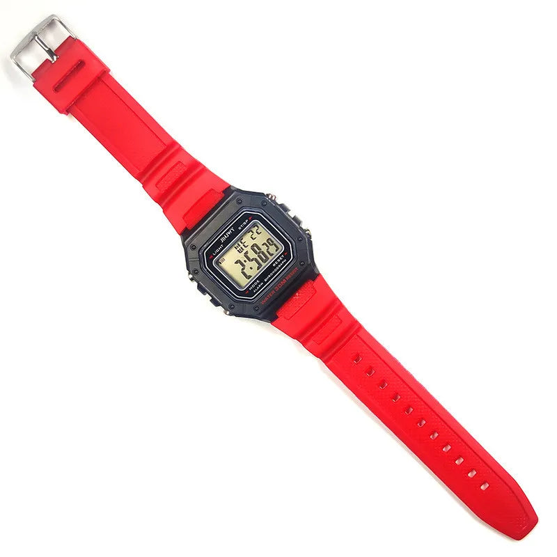 Men’s Army Green Digital Sports Watch - Waterproof LED Electronic Wristwatch with Square Dial and Modern Military Style