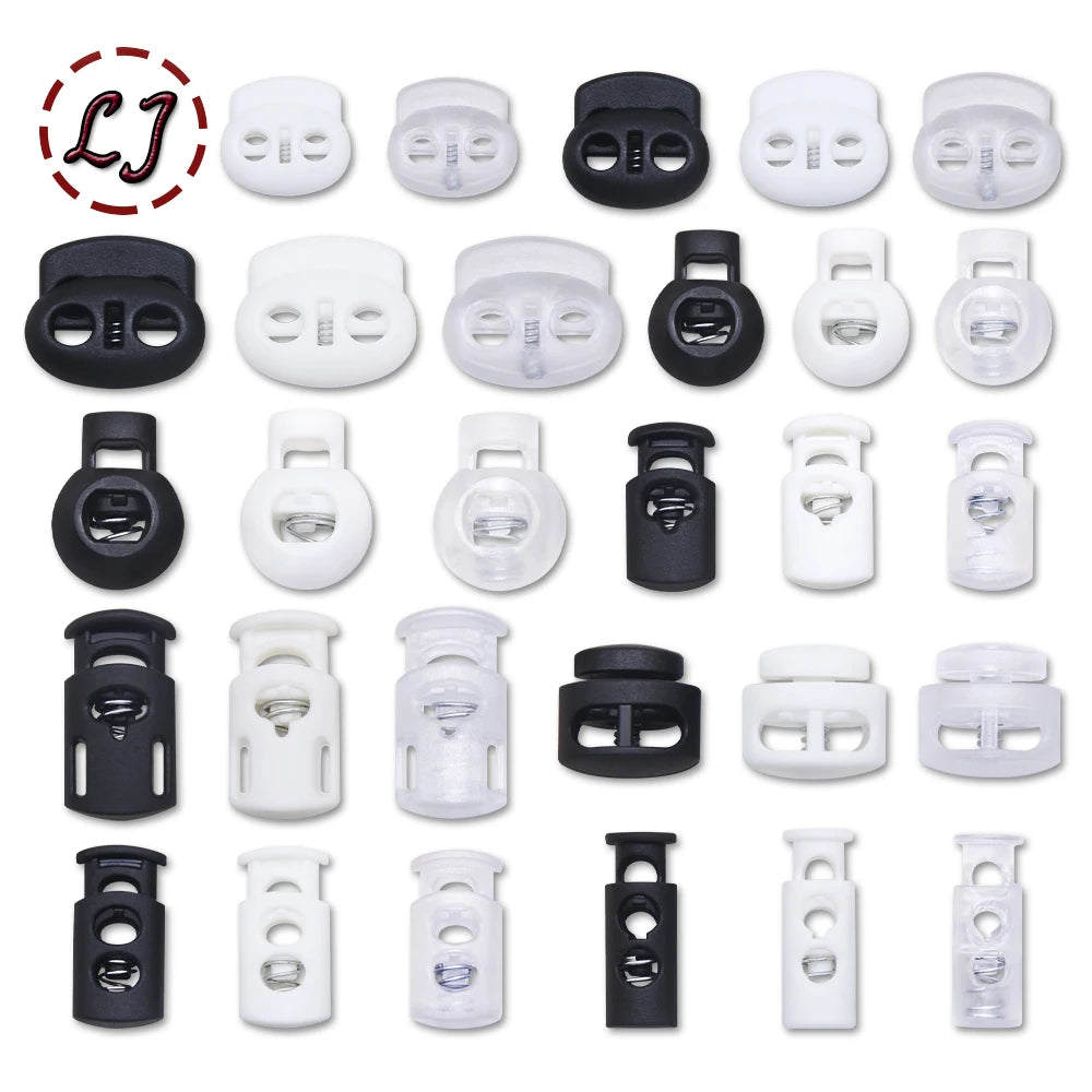 10pcs Plastic Cord Lock Stopper – Black Frost Toggle Clips for Shoelaces, Sportswear & DIY Bag Accessories