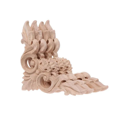 4pcs Wood Carved Corner Applique - Unpainted Furniture Cabinet Frame Decorative Onlay 12x12cm