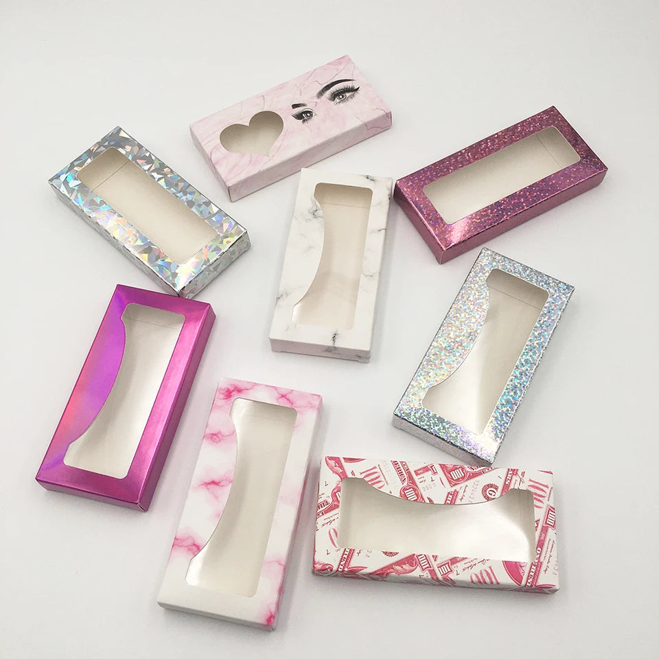 Custom Eyelash Packaging Boxes –  25mm Mink Lash Cases (10–100 pcs) Marble Design with Logo Printing Option