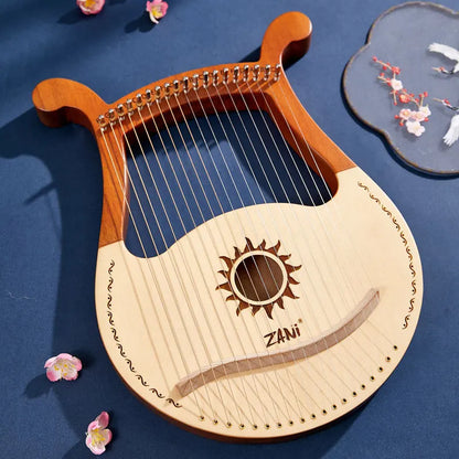 Lyre Harp 19-String – High-Quality Mahogany Musical Instrument with Spare Strings