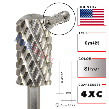 RolinStar 6.6 Large Barrel 4XC Nail Drill Bits – 7 Colors Gold, Silver, Dark Purple, Blue, Rainbow, Rose Gold Milling Tool