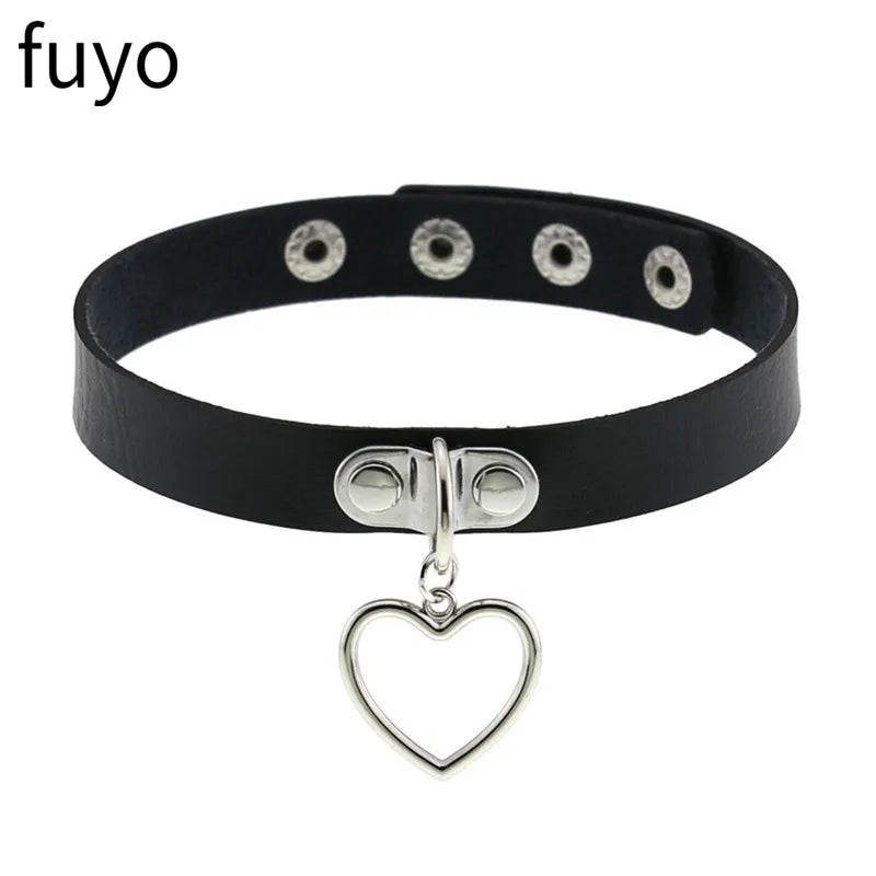 Black Cross Gothic Punk PU Leather Choker – Rock Necklace Jewelry for Women and Men