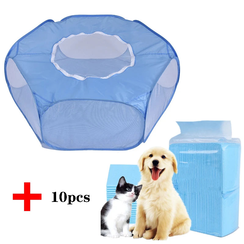 Portable Transparent Small Pet Cage – Foldable Playpen Tent for Hedgehogs, Dogs, Hamsters, Rabbits & Guinea Pigs