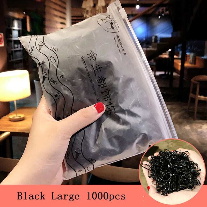 1000pcs Colorful Disposable Rubber Hair Bands for Girls – Small Ponytail Scrunchies, Fashion Hair Accessories Pack