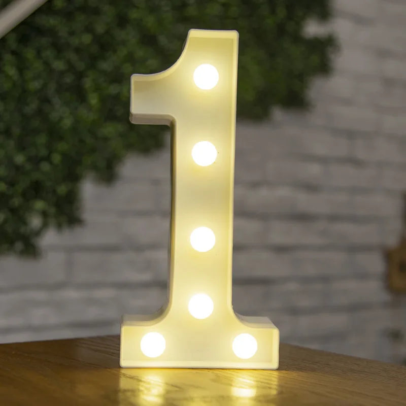 Alphabet & Number LED Lamp Night Light – Warm Battery-Powered Luminous Letter Light for Home, Wedding, Birthday & Party Decoration