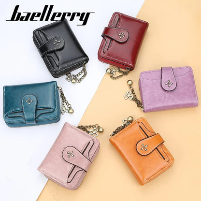 Fashionable 2024 Women's Wallet - Short PU Leather Card Holder with Zipper Purse, Top Quality Design