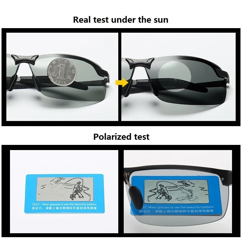 Photochromic Polarized Sunglasses for Men – Color-Changing Driving Glasses for Day & Night Vision