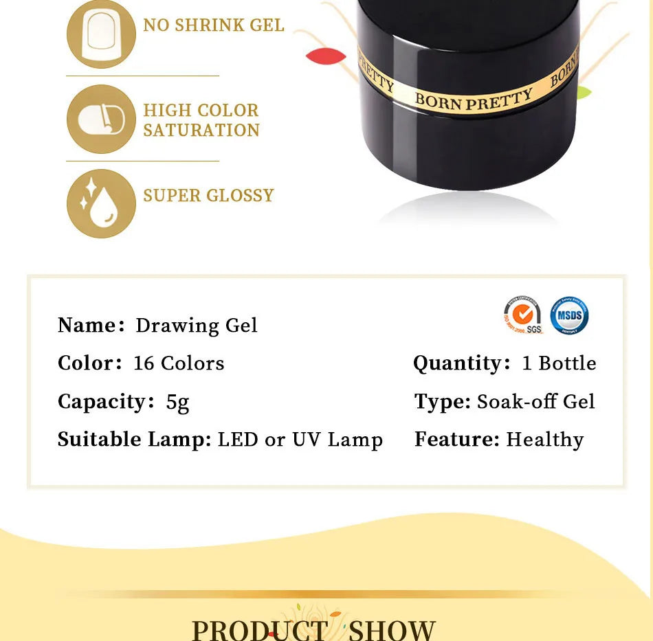 BORN PRETTY Spider Wire Gel Nail Polish 5ml - Flower Drawing & Creative Point-to-Line Nail Art Gel Varnish