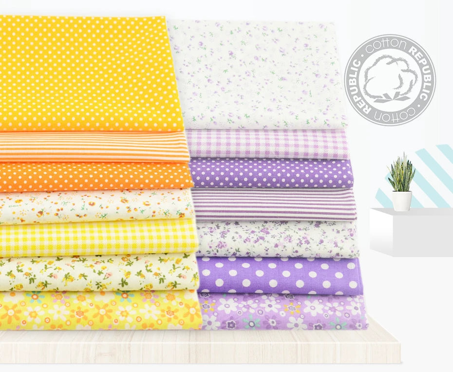 Teramila 7/8 Pcs Patchwork Quilt Fabrics Set - 30x30cm/25x25cm Cotton Sewing Cloth for Needlework and Handmade Projects