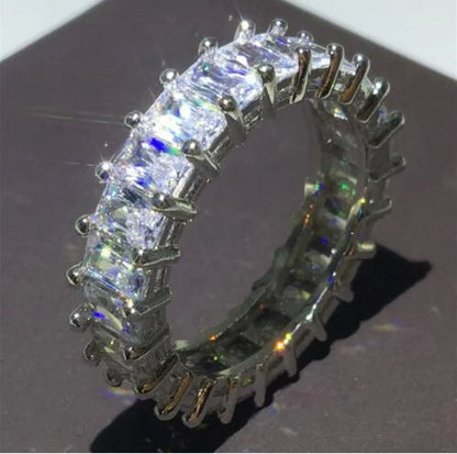 925 Sterling Silver Eternity Band Ring - CZ Diamond Promise Engagement Wedding Jewelry for Women & Men