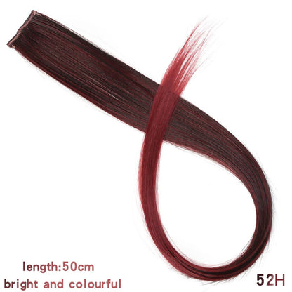 BUQI Straight Clip-In Colored Hair Extensions – Rainbow Synthetic Hair Streaks in Pink, Orange, White & Purple