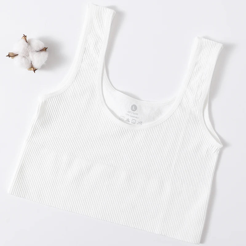 Women’s Seamless Ribbed Tank Top - High-Elastic Sleeveless Crop Camisole, O-Neck Everyday Sportswear M-XL