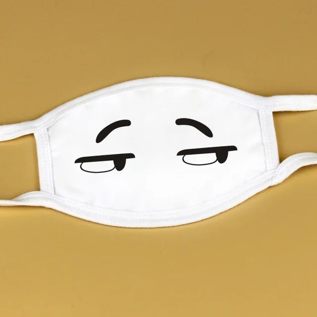 Kawaii Anime Expression Cotton Face Mask – Breathable Smile Mouth Muffle for Unisex Korean Style