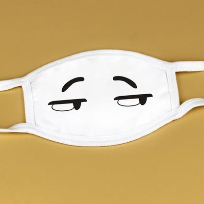 Kawaii Anime Expression Cotton Face Mask – Breathable Smile Mouth Muffle for Unisex Korean Style