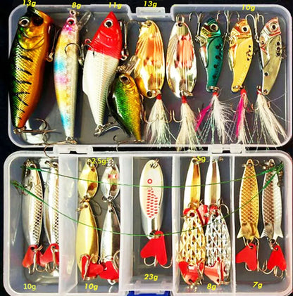 Fishing Lure Kit Set - Hard Wobblers, Metal Jig Spoons & Soft Silicone Baits for Anglers