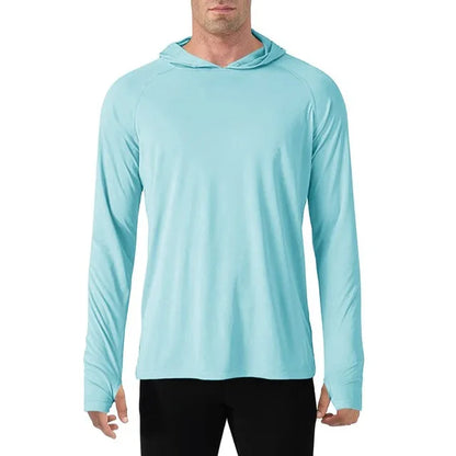 TACVASEN Men's Sun Protection Hoodie T-Shirt – UV-Proof, Lightweight, Breathable Long Sleeve Quick-Dry Top