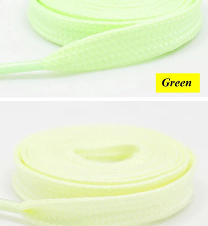 Luminous Flat Shoelaces - Glow in the Dark Fluorescent Sneaker & Canvas Shoe Laces, 80/100/120/140cm