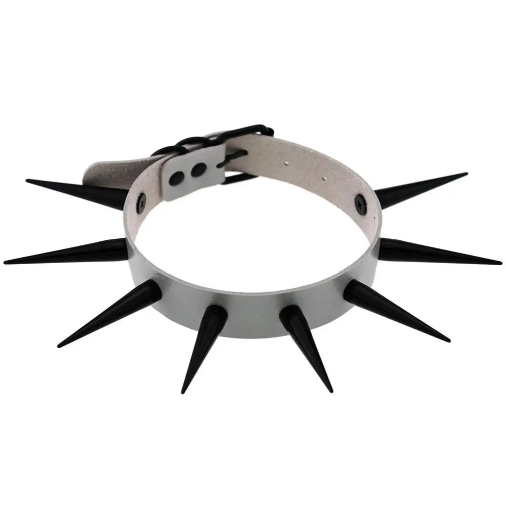 Big Long Spiked Choker Collar – Cool Punk Necklace for Women & Men, Metal Rave Festival Goth Jewelry
