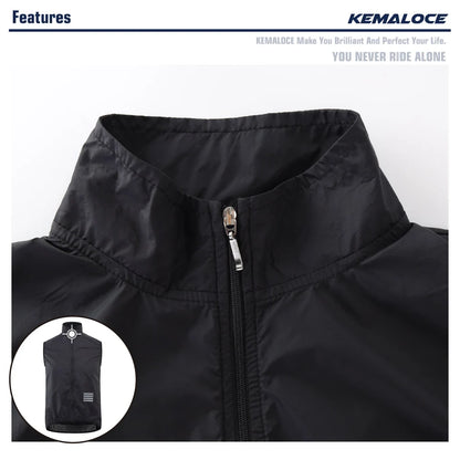 KEMALOCE 2023 Cycling Vest - Navy Blue Windproof Sleeveless Bicycle Gilet, Lightweight MTB Sports Wind Vest for Men