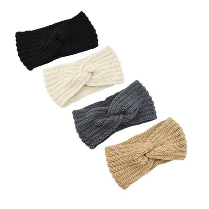 Women's Solid Color Knitted Headband – Elastic Twisted Turban Headwrap, Winter Hair Band for Girls, Fashion Hair Accessories