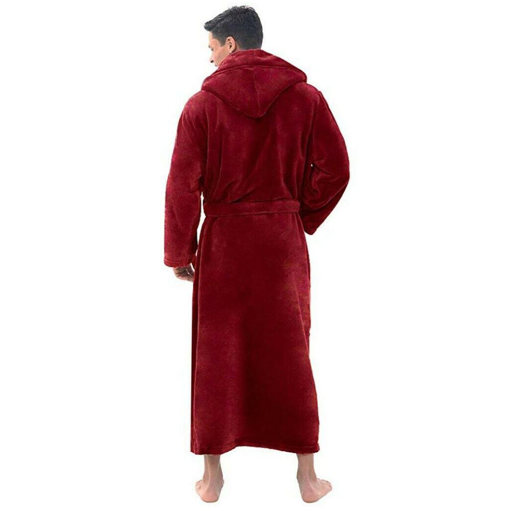 Men’s Winter Fleece Bathrobe – Soft Long Robe with Pockets, Warm Home Gown & Sleepwear