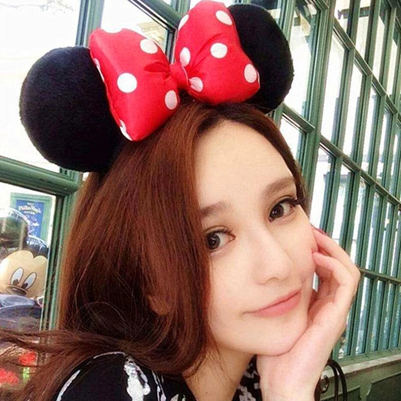 Big Classic Polka Dot Bow Minnie Mouse Ears Headband – Festival & Party Hairband for Women & Girls, Disney Trip Accessories