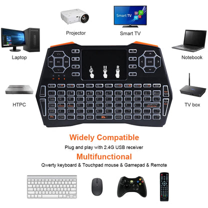 i8 Plus Mini Wireless Keyboard - 2.4GHz Air Mouse Remote With Touchpad For Android TV Box And PC