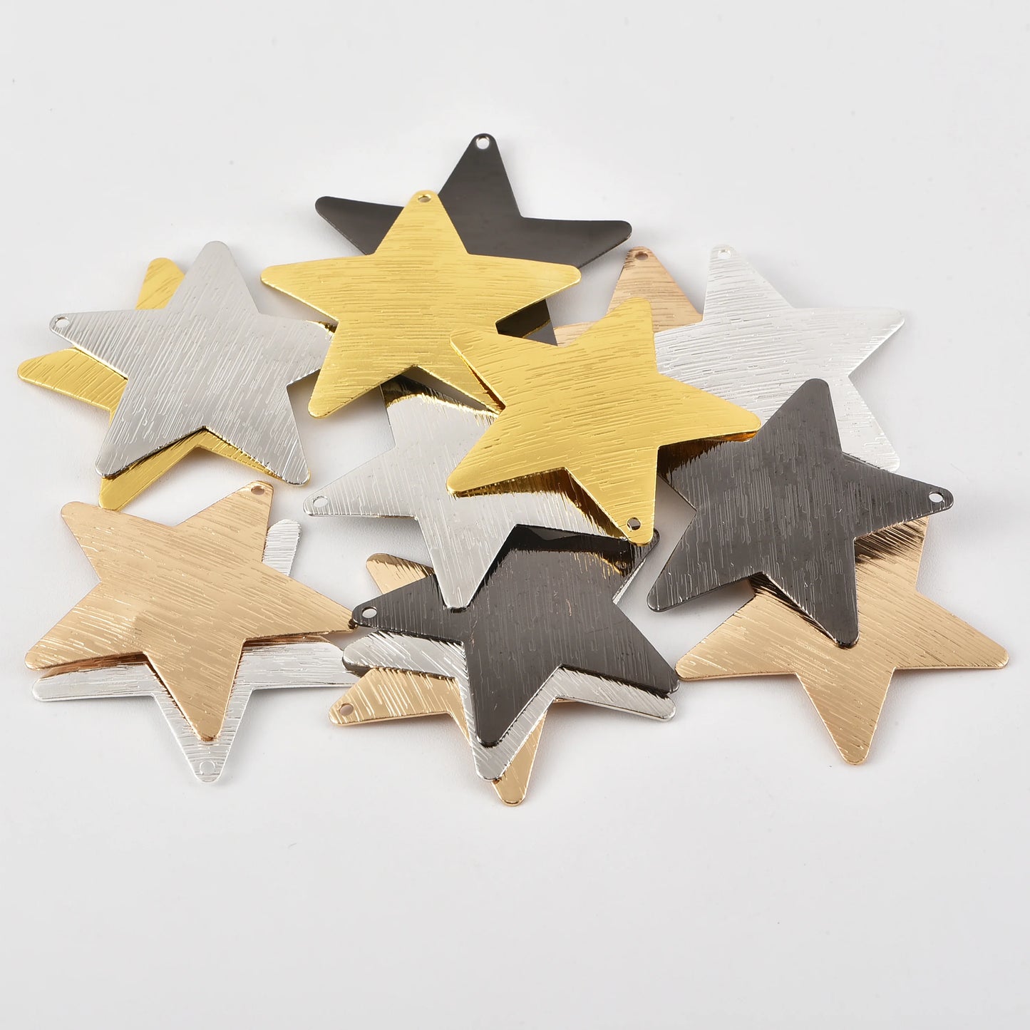 38mm Brushed Curved Five-Pointed Star Pendant Necklace – Single Hole DIY Classic Fashion Jewelry Accessory