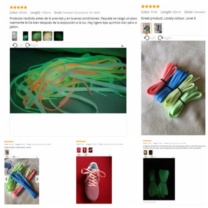 Luminous Flat Shoelaces - Glow in the Dark Fluorescent Sneaker & Canvas Shoe Laces, 80/100/120/140cm