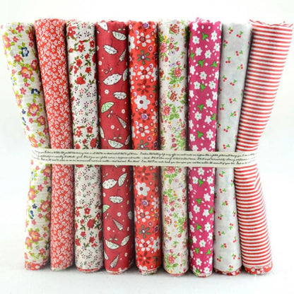 African Ankara Cotton Fabric - 9-Piece 50x50CM Floral Patchwork Sewing Tilda Cloth Fabric Set