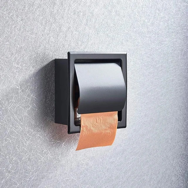 Onyzpily Bathroom Toilet Paper Holder | Chrome Finish Stainless Steel Tissue Box Holder, Wall Mounted, Black & Chrome