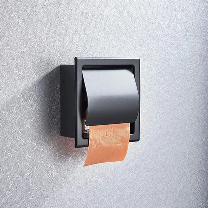 Onyzpily Bathroom Toilet Paper Holder | Chrome Finish Stainless Steel Tissue Box Holder, Wall Mounted, Black & Chrome