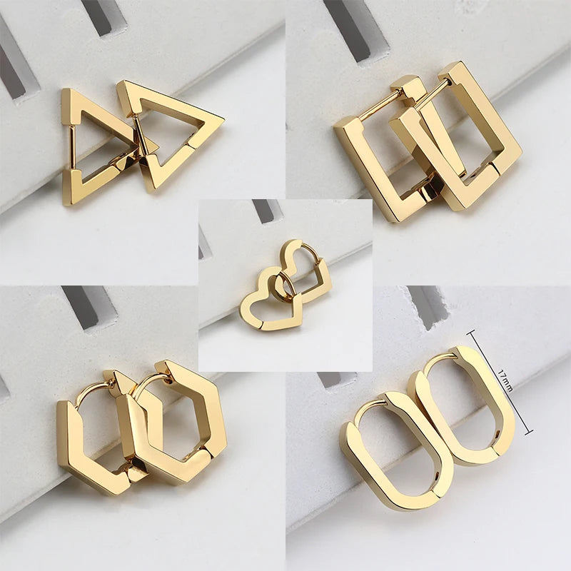 MEYRROYU Stainless Steel Mini Hoop Earrings – 3 Color Geometric Jewelry for Women & Men
