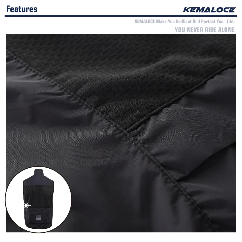 KEMALOCE 2023 Cycling Vest - Navy Blue Windproof Sleeveless Bicycle Gilet, Lightweight MTB Sports Wind Vest for Men