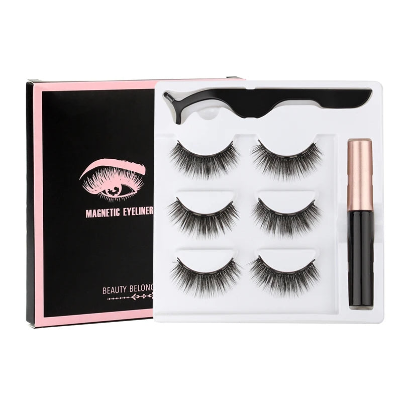 3D Magnetic Mink Eyelashes with Magnetic Eyeliner – Short False Lashes, Handmade, Long-Lasting Eye Makeup Tool