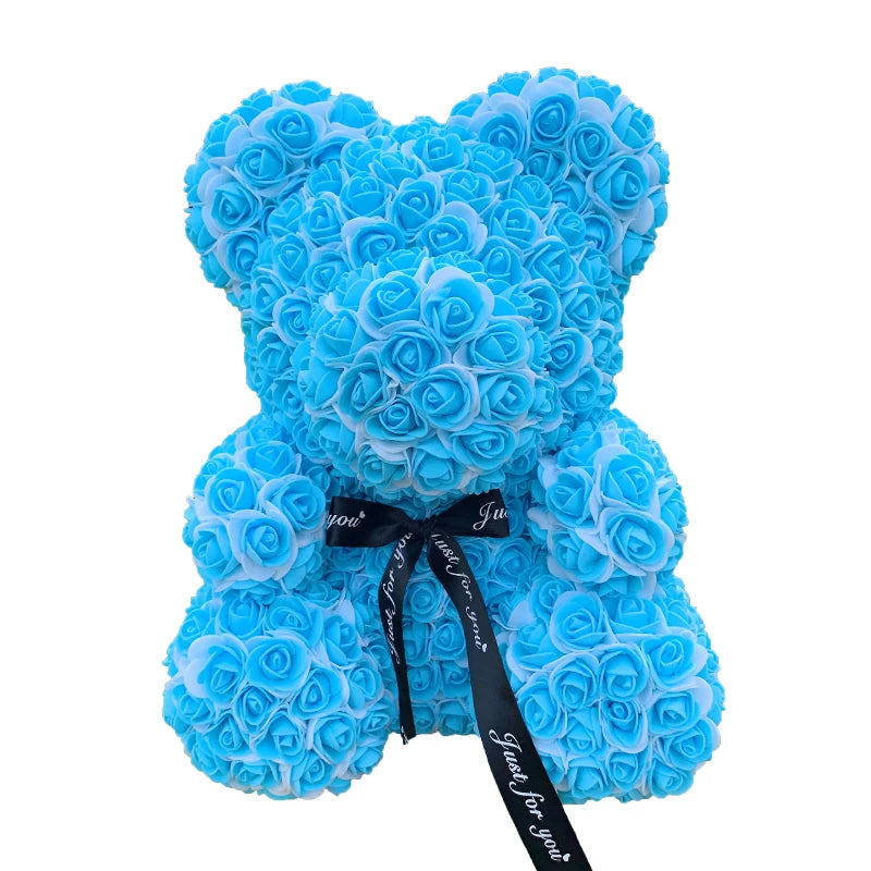 2024 40cm Rose Bear – Heart-Shaped Artificial Flower Teddy Bear for Valentine’s, Wedding, Birthday & Christmas Gifts
