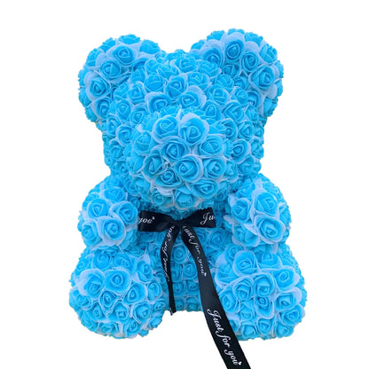 2024 40cm Rose Bear – Heart-Shaped Artificial Flower Teddy Bear for Valentine’s, Wedding, Birthday & Christmas Gifts