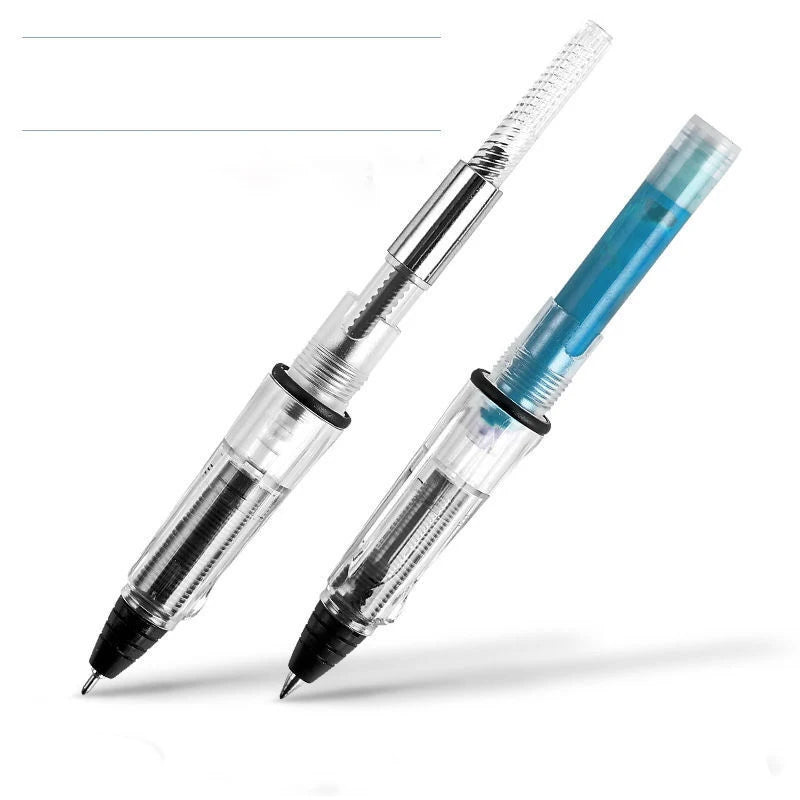 High Quality Transparent White Piston Fountain Pen with Bullet Nib 0.38mm/0.5mm for Office & School Stationery