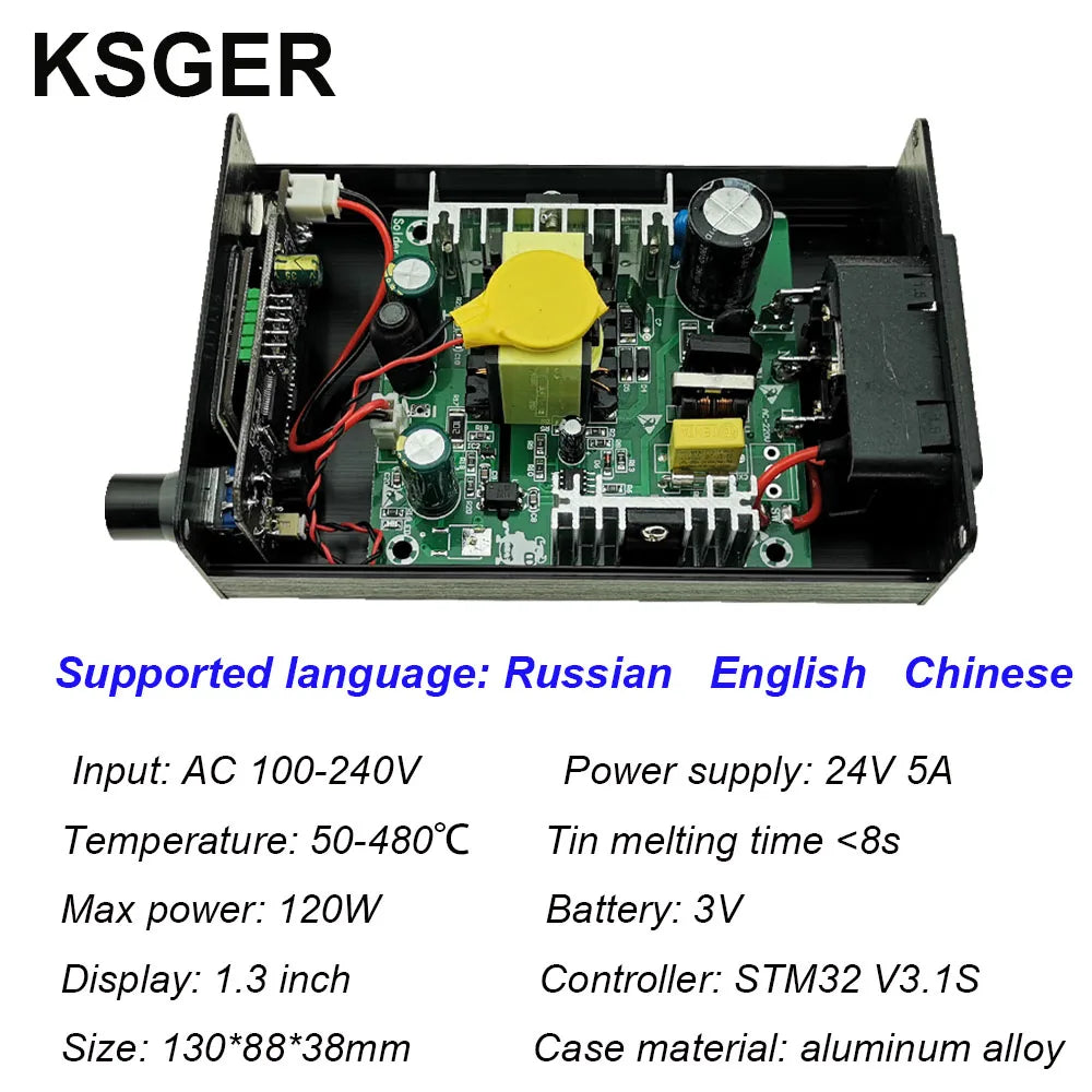 KSGER STM32 V3.1S T12 Soldering Station – OLED Display, Aluminum Alloy FX9501 Handle, Auto-Sleep & T12 Iron Tips