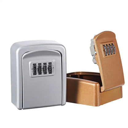 Mini Key Lock Box – Wall Mounted Alloy Safe Organizer with 4-Digit Combination for Indoor & Outdoor Security Storage