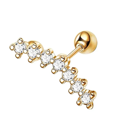 Crystal Flower Tragus Piercing Earring – 16G Cross Cartilage, Helix, Conch, Rook, Lobe & Labret Stud Jewelry
